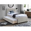 Maklaine Contemporary Beige Linen Textured Fabric Twin Trundle Bed