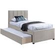 Maklaine Contemporary Beige Linen Textured Fabric Twin Trundle Bed