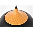 Maklaine Transitional 1 Light Aluminum Pendant in Black & Natural Wood