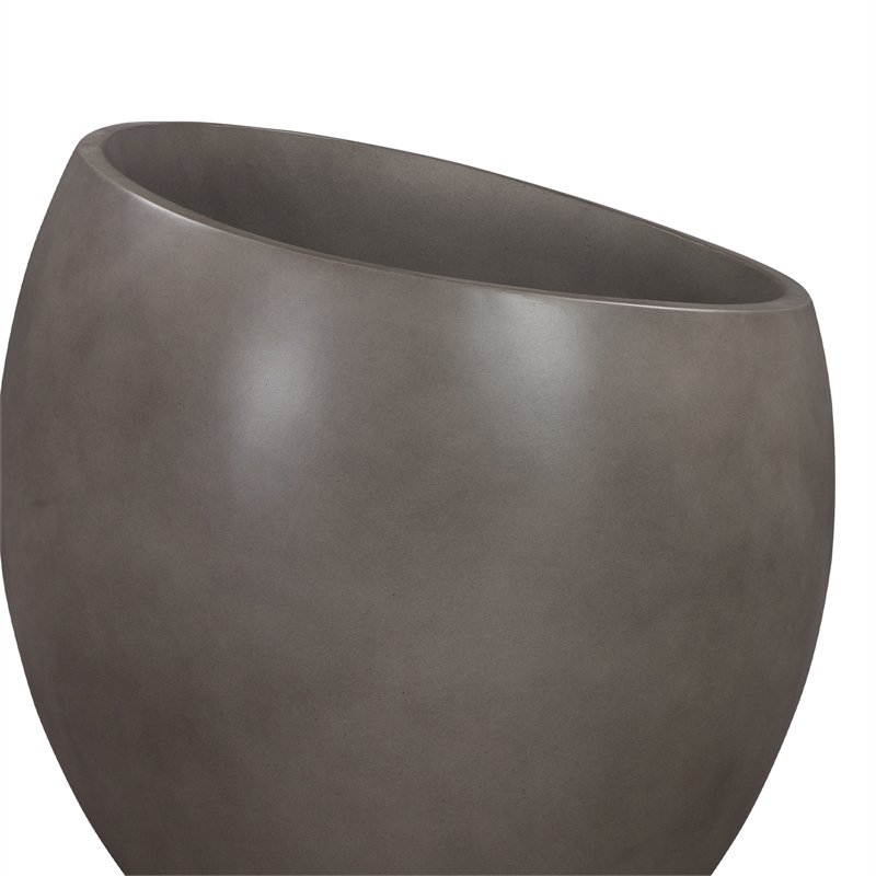 Maklaine Contemporary Large Indoor or Outdoor Planter in Gray Concrete