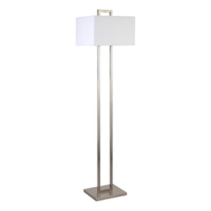 Maklaine Contemporary 14&quot Brushed Nickel Finish Metal/Fabric Floor Lamp