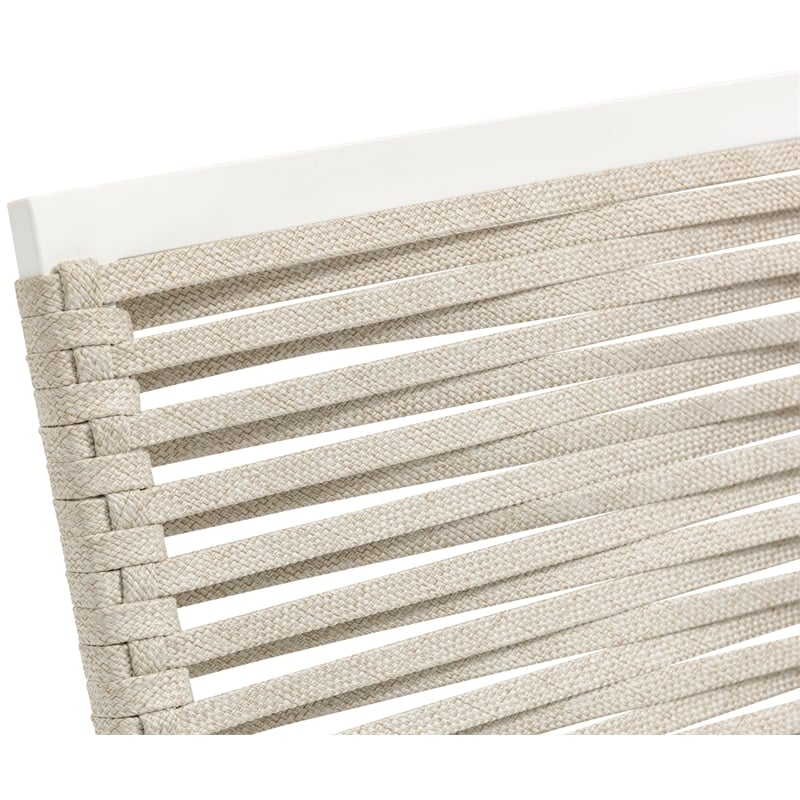 Maklaine Contemporary Cream Rope Fabric Outdoor Patio Dining Side Chair