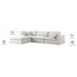 Maklaine Contemporary Cream Durable Linen Fabric Modular Sectional