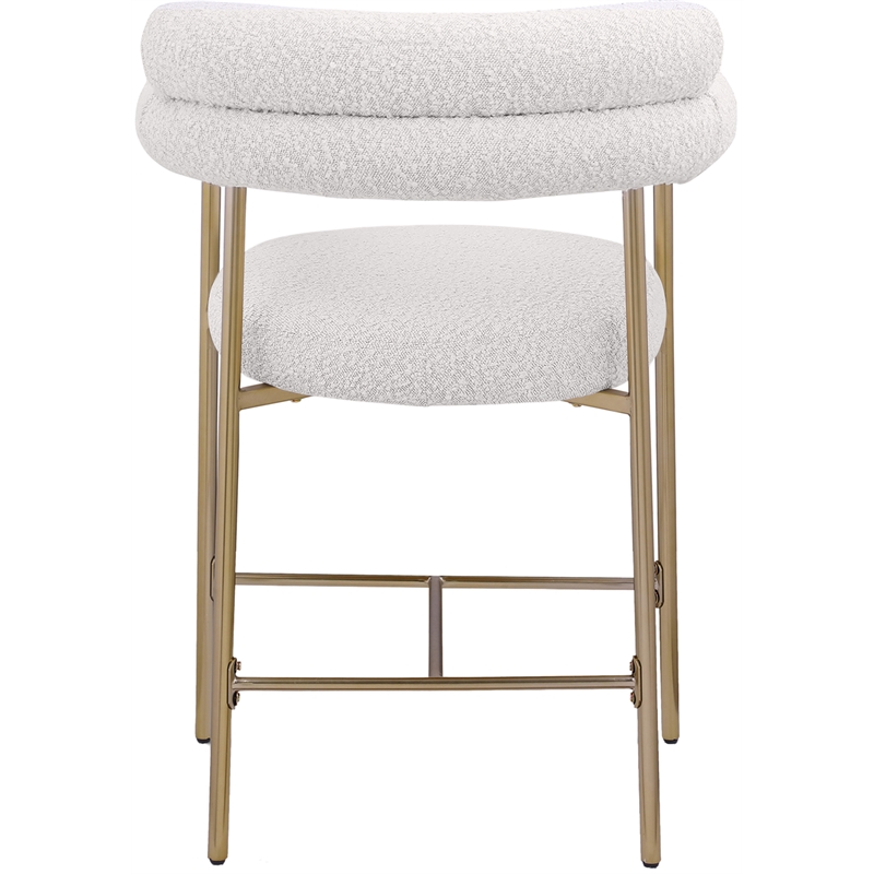 Maklaine Contemporary Cream Boucle Fabric Counter Stool (Set of 2)
