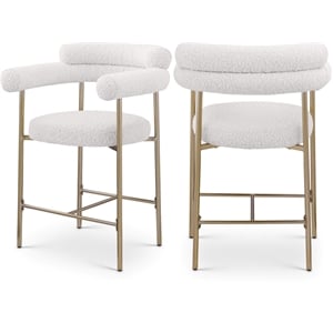 Maklaine Contemporary Cream Boucle Fabric Counter Stool (Set of 2)