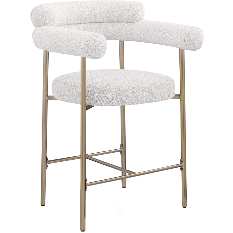 Maklaine Contemporary Cream Boucle Fabric Counter Stool (Set of 2)