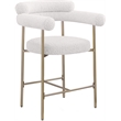 Maklaine Contemporary Cream Boucle Fabric Counter Stool (Set of 2)