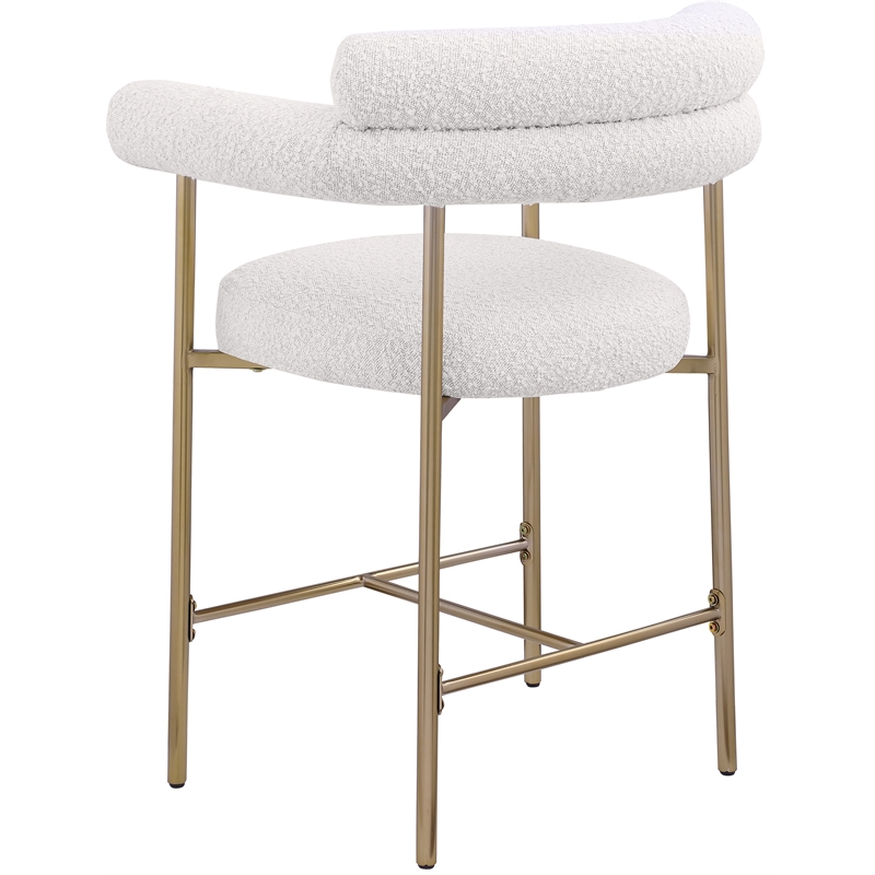 Maklaine Contemporary Cream Boucle Fabric Counter Stool (Set of 2)