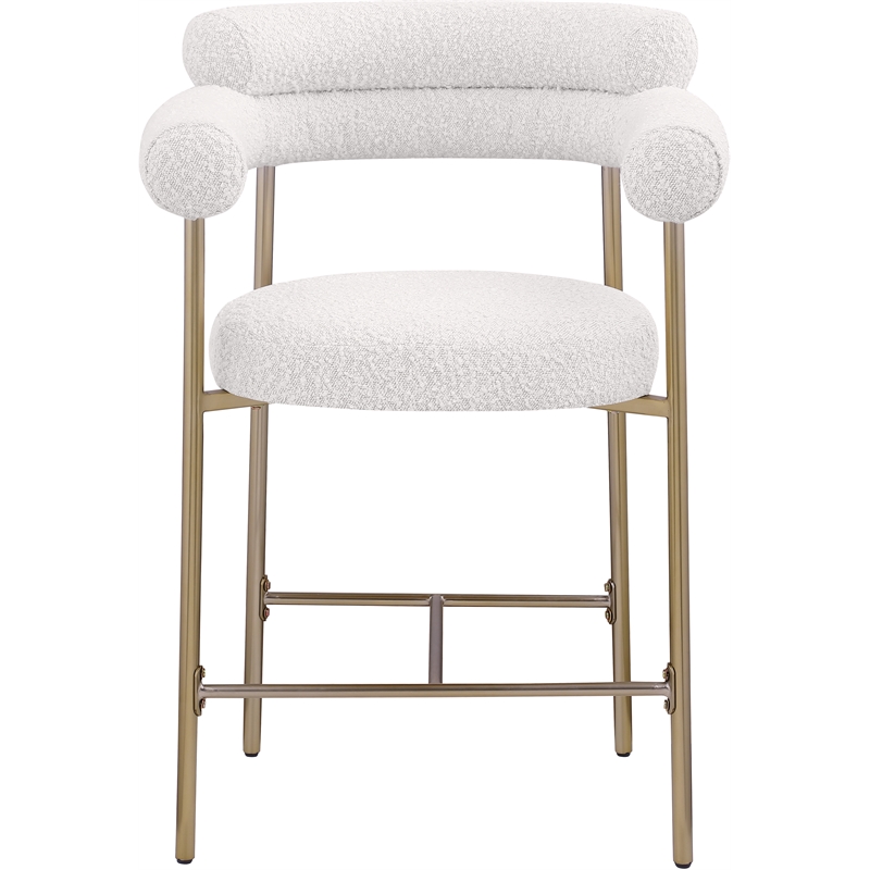 Maklaine Contemporary Cream Boucle Fabric Counter Stool (Set of 2)