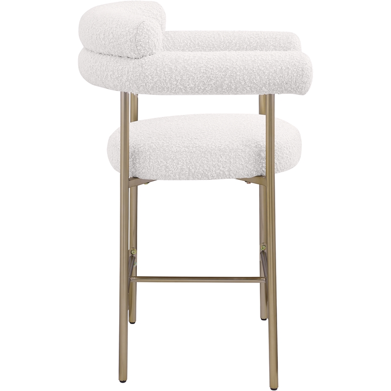 Maklaine Contemporary Cream Boucle Fabric Counter Stool (Set of 2)