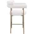 Maklaine Contemporary Cream Boucle Fabric Counter Stool (Set of 2)