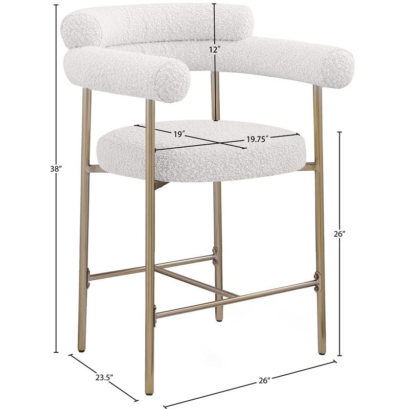 Maklaine Contemporary Cream Boucle Fabric Counter Stool (Set of 2)