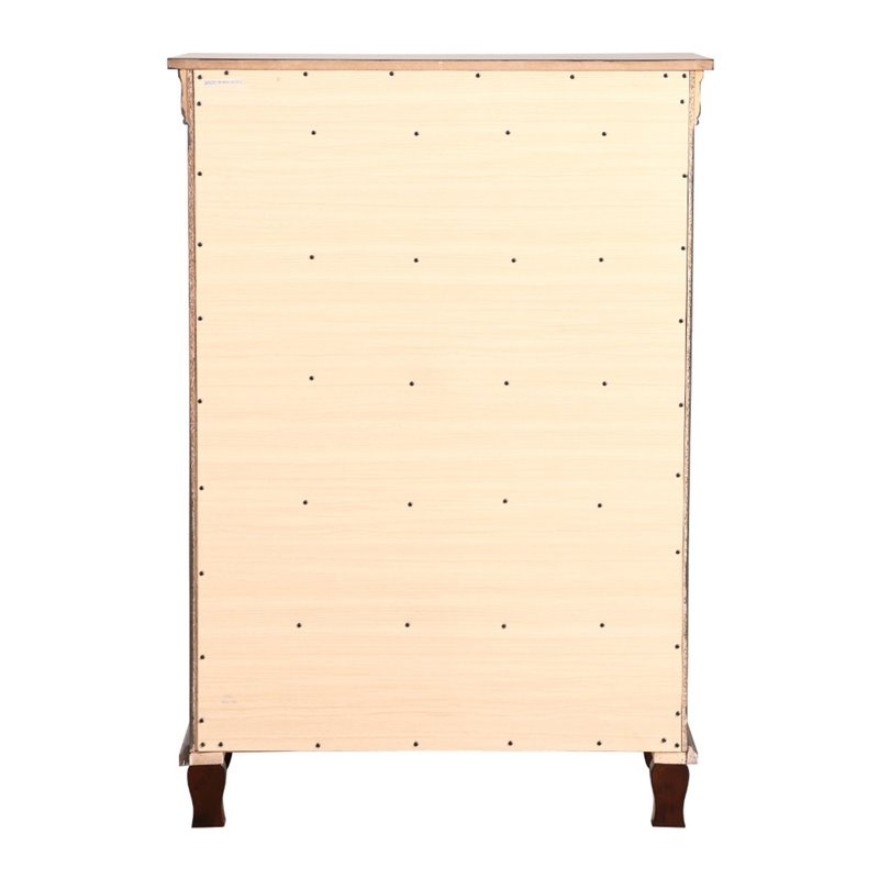 Maklaine Engineered Wood Transitional 6 Drawer Chest in Cappuccino