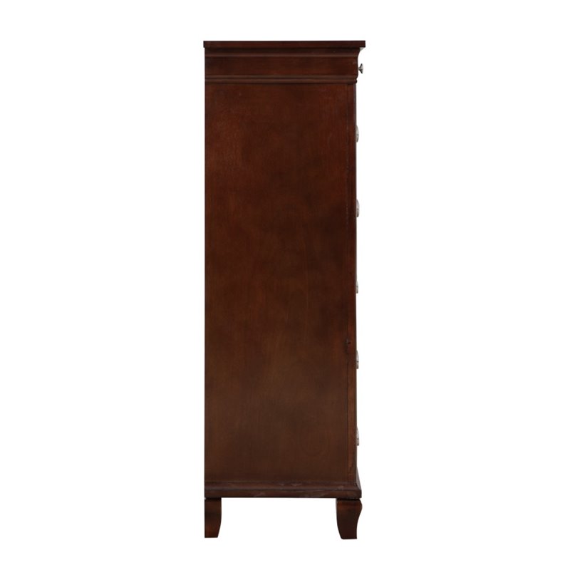 Maklaine Engineered Wood Transitional 6 Drawer Chest in Cappuccino