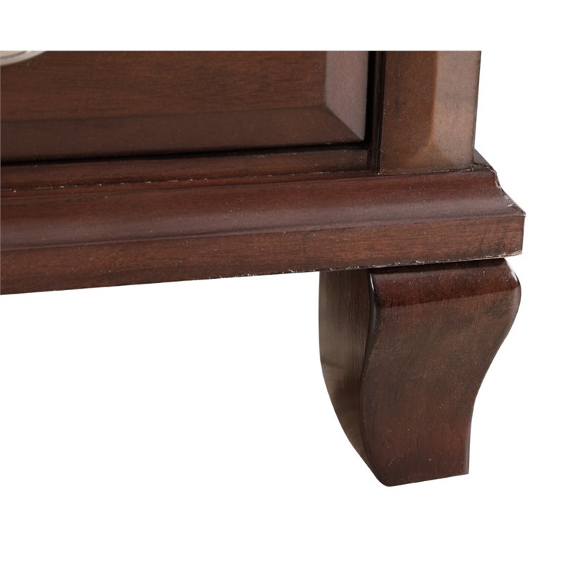 Maklaine Engineered Wood Transitional 6 Drawer Chest in Cappuccino