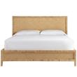 Maklaine Coastal Wicker / Rattan Panel Bed King in Mahogany Finish