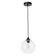 Maklaine Transitional 1-Light Metal & Glass Pendant in Black/Clear