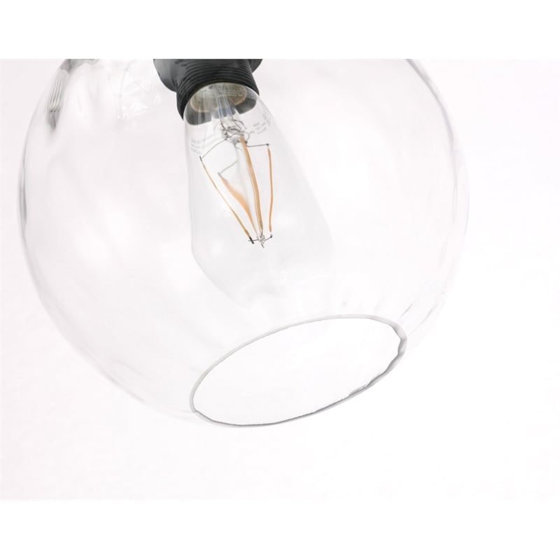 Maklaine Transitional 1-Light Metal & Glass Pendant in Black/Clear