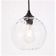 Maklaine Transitional 1-Light Metal & Glass Pendant in Black/Clear