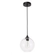 Maklaine Transitional 1-Light Metal & Glass Pendant in Black/Clear