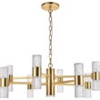 Maklaine Contemporary 2 Tier 17 Light Clear LED Chandelier in Gold