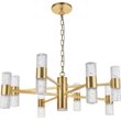 Maklaine Contemporary 2 Tier 17 Light Clear LED Chandelier in Gold