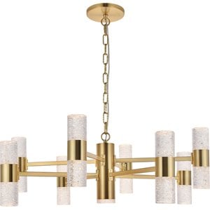 Maklaine Contemporary 2 Tier 17 Light Clear LED Chandelier in Gold