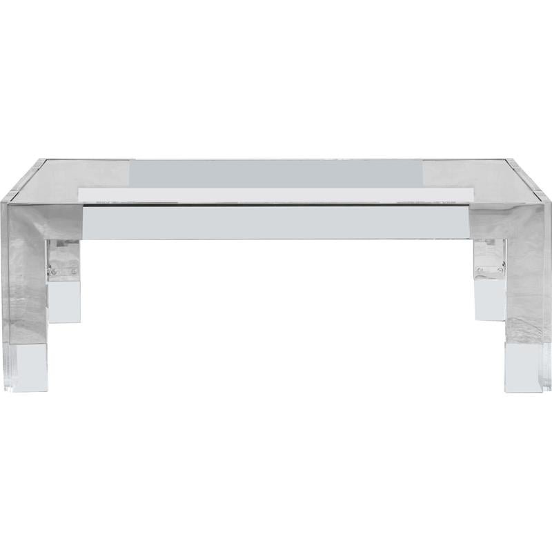 Maklaine Contemporary Rectangular Glass Top Coffee Table in Chrome