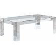 Maklaine Contemporary Rectangular Glass Top Coffee Table in Chrome