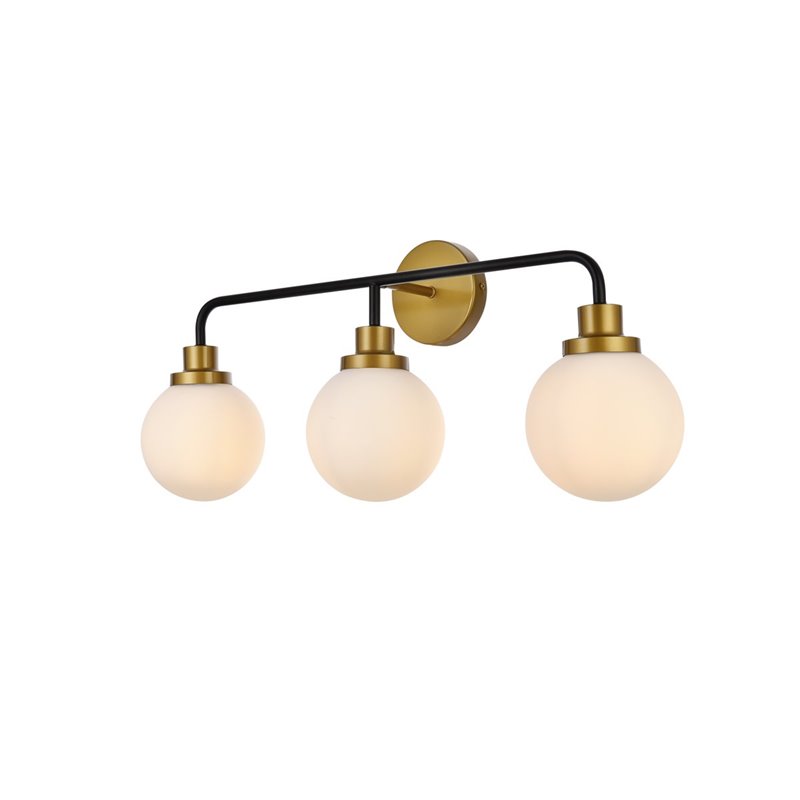 Maklaine Transitional 3-Light Metal Bath Sconce in Black and Brass