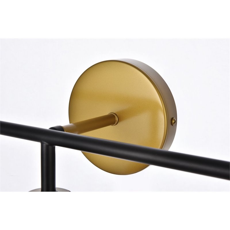Maklaine Transitional 3-Light Metal Bath Sconce in Black and Brass