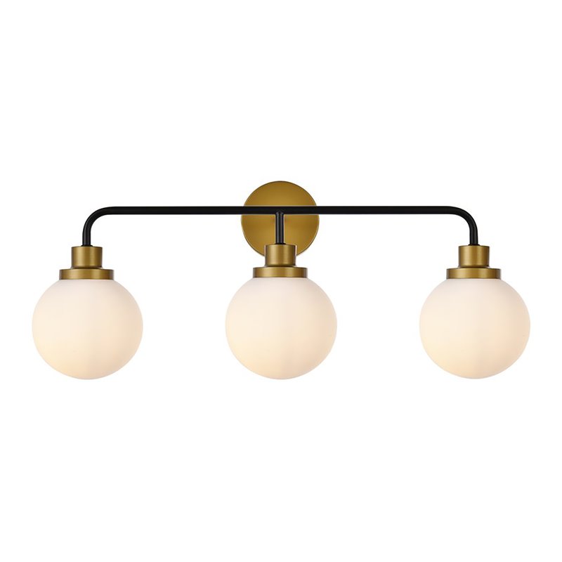 Maklaine Transitional 3-Light Metal Bath Sconce in Black and Brass