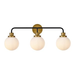 Maklaine Transitional 3-Light Metal Bath Sconce in Black and Brass