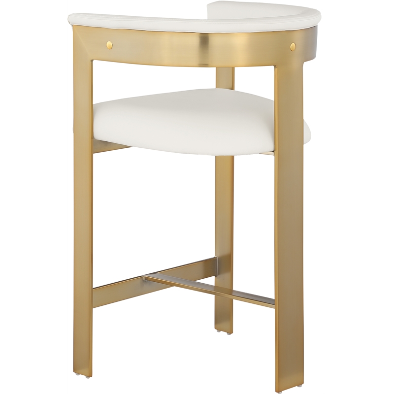 Maklaine Contemporary Cream Vegan Leather Counter Stool (Set of 2)