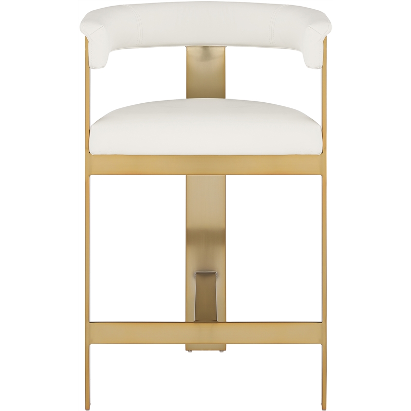 Maklaine Contemporary Cream Vegan Leather Counter Stool (Set of 2)