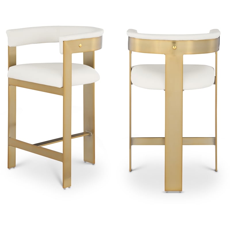 Maklaine Contemporary Cream Vegan Leather Counter Stool (Set of 2)