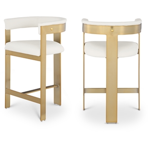 Maklaine Contemporary Cream Vegan Leather Counter Stool (Set of 2)