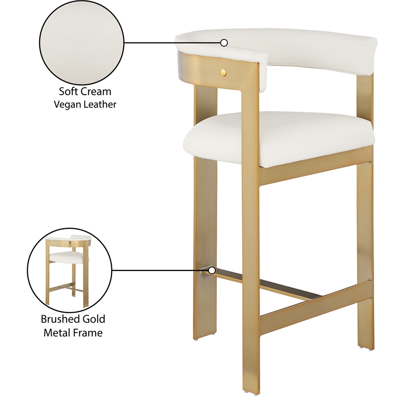 Maklaine Contemporary Cream Vegan Leather Counter Stool (Set of 2)