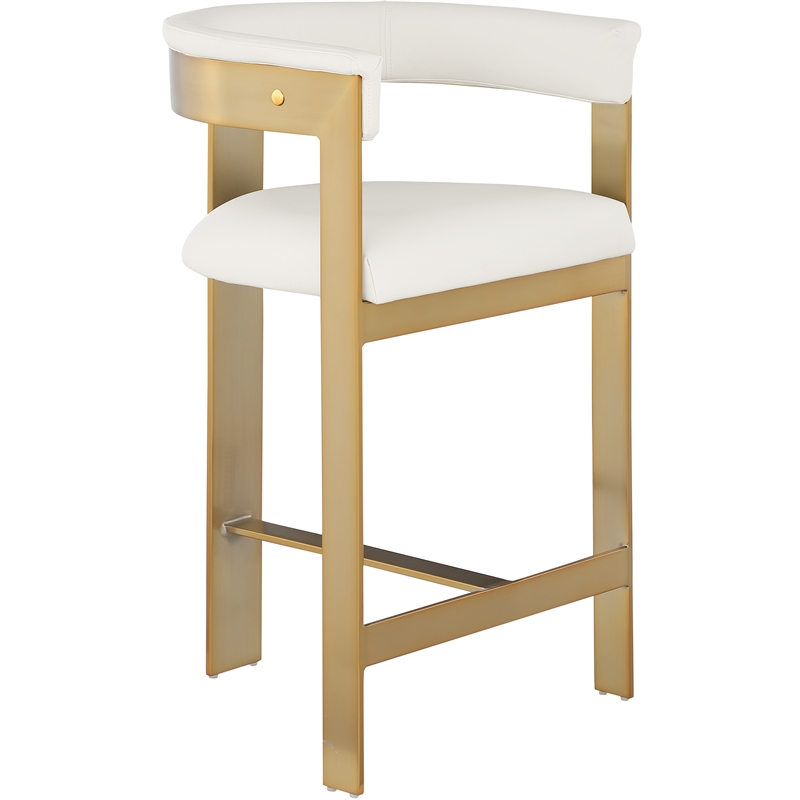 Maklaine Contemporary Cream Vegan Leather Counter Stool (Set of 2)