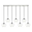 Maklaine Mid-Century 7-Light Metal & Glass Pendant in Chrome/Clear