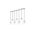Maklaine Mid-Century 7-Light Metal & Glass Pendant in Chrome/Clear