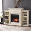 Maklaine Touch Screen Wood Electric Fireplace w/ Bookcase in Ivory