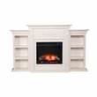 Maklaine Touch Screen Wood Electric Fireplace w/ Bookcase in Ivory