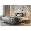 Maklaine Velvet Cream Queen Bed Rectangular Sculpted Headboard 63.8