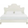 Maklaine Velvet Cream Queen Bed Rectangular Sculpted Headboard 63.8