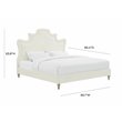 Maklaine Velvet Cream Queen Bed Rectangular Sculpted Headboard 63.8