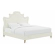 Maklaine Velvet Cream Queen Bed Rectangular Sculpted Headboard 63.8