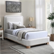 Maklaine Modern / Contemporary Cream Linen Textured Fabric Twin Bed
