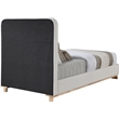 Maklaine Modern / Contemporary Cream Linen Textured Fabric Twin Bed