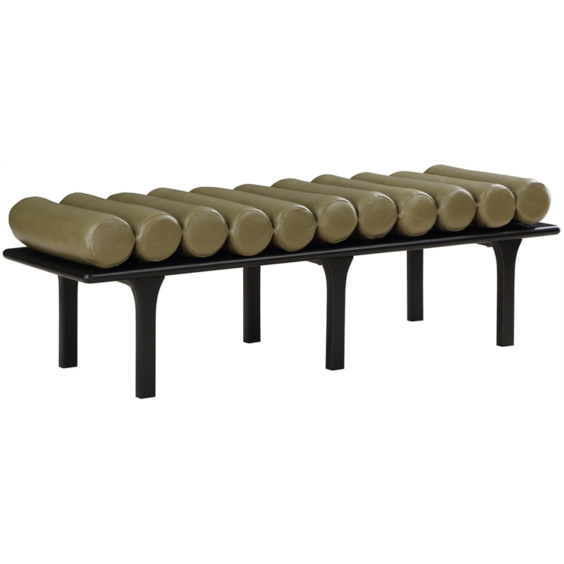 Maklaine Modern / Contemporary Olive Green Vegan Faux Leather Bench